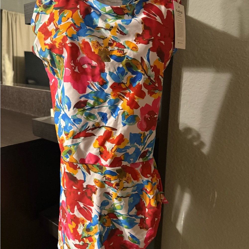 Bright Floral Sheath Dress in Multicolor XL tummy Control
